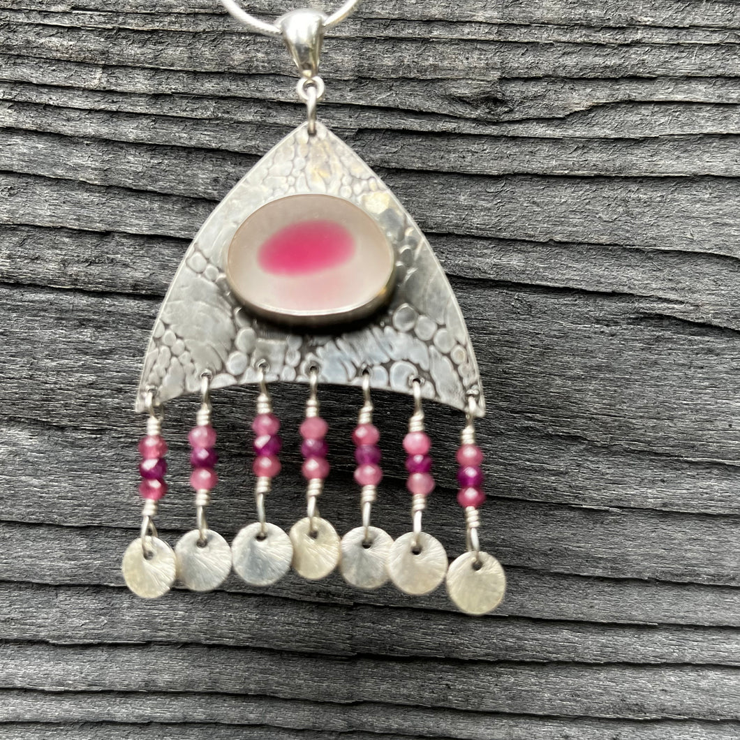 Pink and Clear Squid pendant