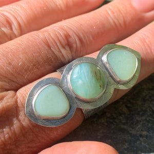 Jadeite and Peruvian Opal Ring size 11