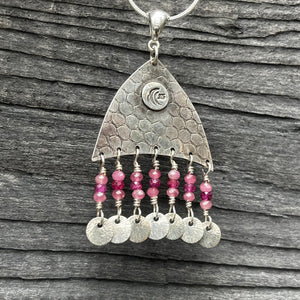 Medium Pink and Clear Squid pendant