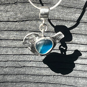 Turquoise and Clear Bird Pendant