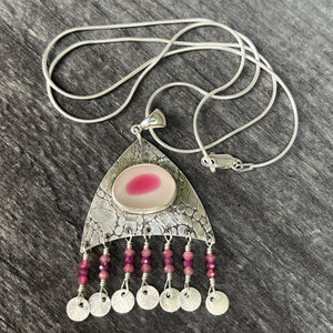 Large Pink and Clear Squid Pendant