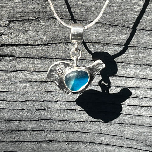 Turquoise and Clear Bird Pendant