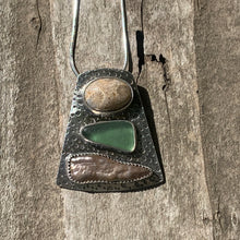 Load image into Gallery viewer, Coral, Pearl and Green Sea Glass Pendant