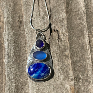 Sodalite and Blue Sea Glass Pendant