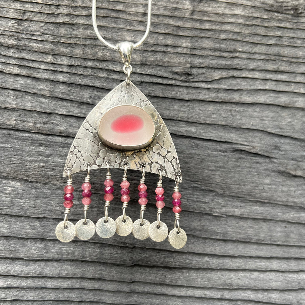 Large Pink and Clear Squid Pendant