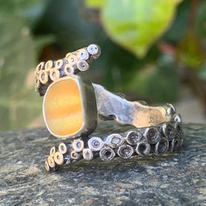 Orange and Yellow Davenport Tentacle Ring size 8.5