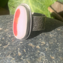 Load image into Gallery viewer, Orange/Red and White Davenport Asymmetrical Ring Size 10
