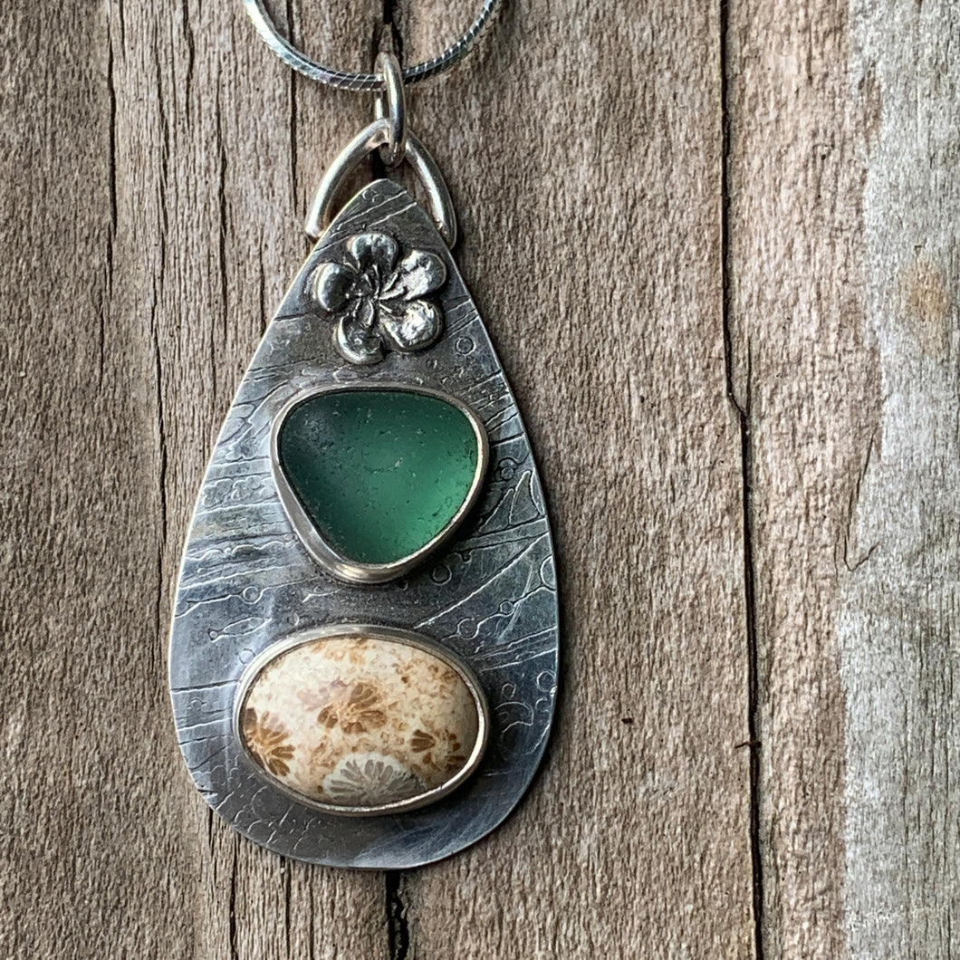 Green Fossil Coral Pendant