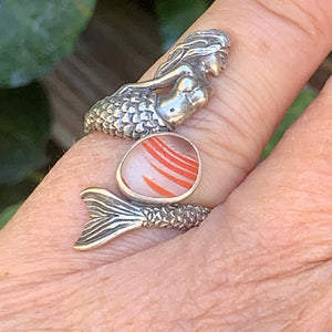 Orange Striped Davenport Mermaid Ring size 5.5